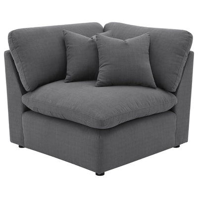 6 Piece Upholstered Modular Sectional Sofa With Reversible Cushions And Ottoman - Charcoal