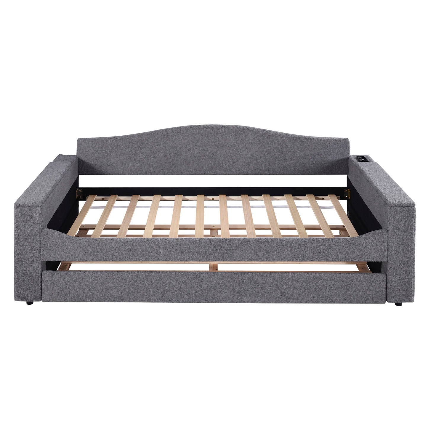 Upholstered Daybed With Storage Armrests, Trundle And Latest Integrated tooth Audio System