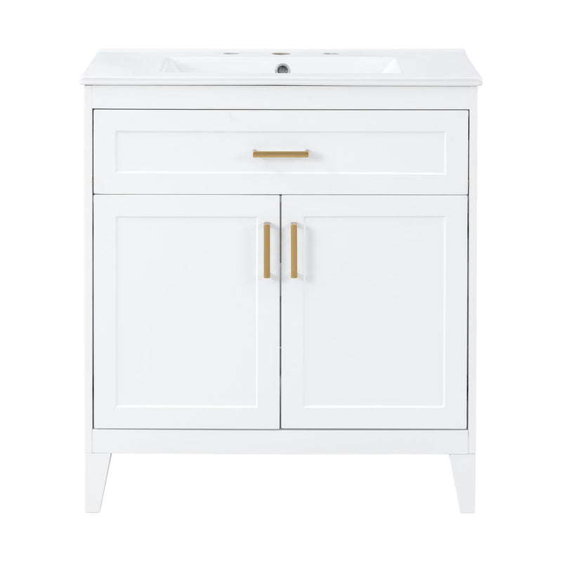 Bathroom Vanity With Sink Top, Adjustable Shelf, Door Organizers