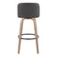 Toriano - Mid-Century Modern Fixed Height BarStool With Round Footrest (Set of 2)