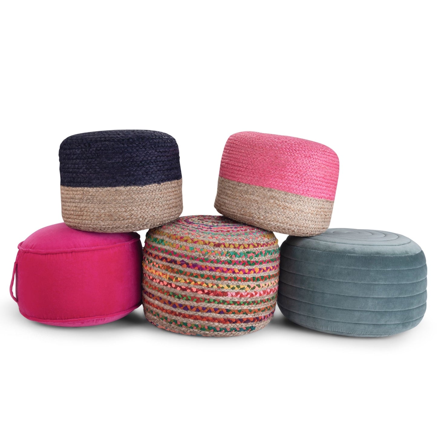 Lydia - Handcrafted Round Pouf