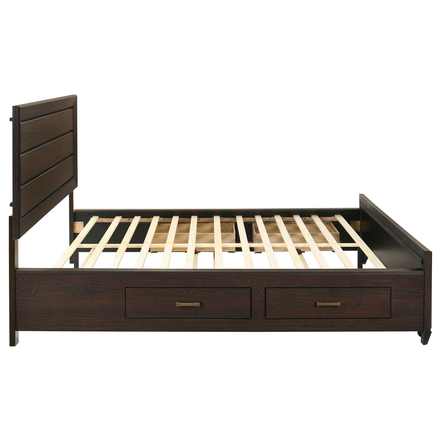 Kauffman - Queen Storage Panel Bed With Side Drawers - Dark Brown