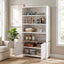 Tall Bookcase Storage Cabinet With 3 Open Shelves & Fluted Double Doors