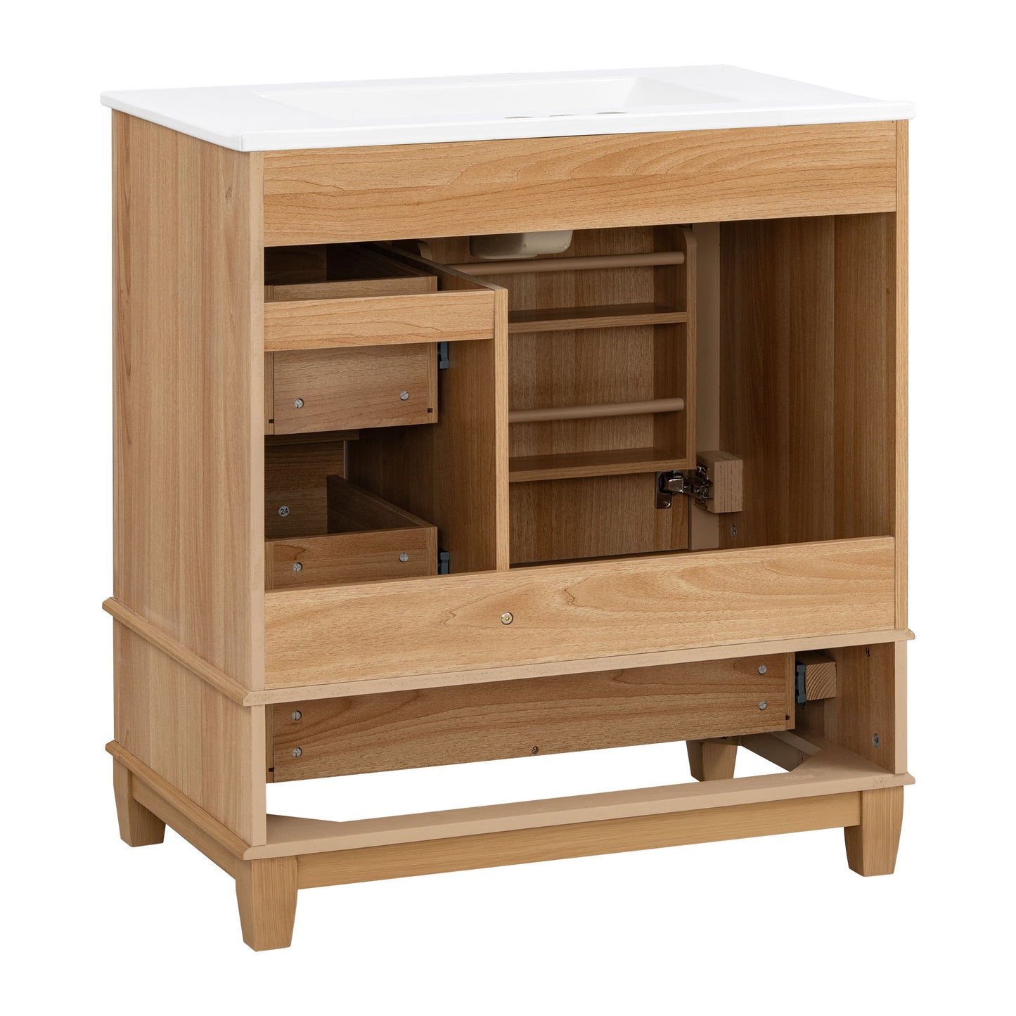 Freestanding Bathroom Vanity With Sink, Soft Close Doors & Drawers, Ample Storage - Wood