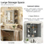 Bathroom Wall Storage Cabinet With Mirror And Adjustable Shelf, 6 Open Shelves