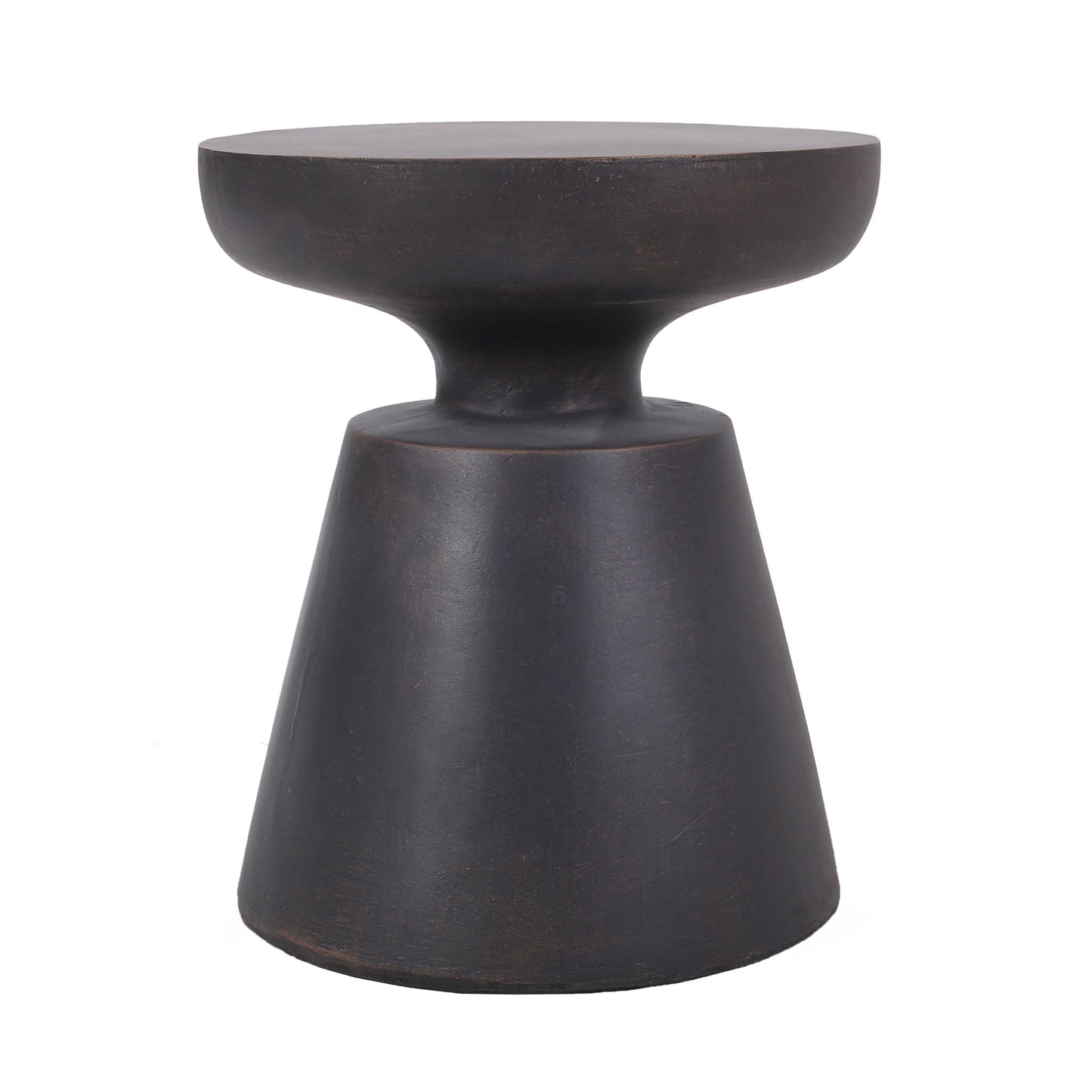 Outdoor Lightweight Concrete End Table With Half Sphere Top - Copper