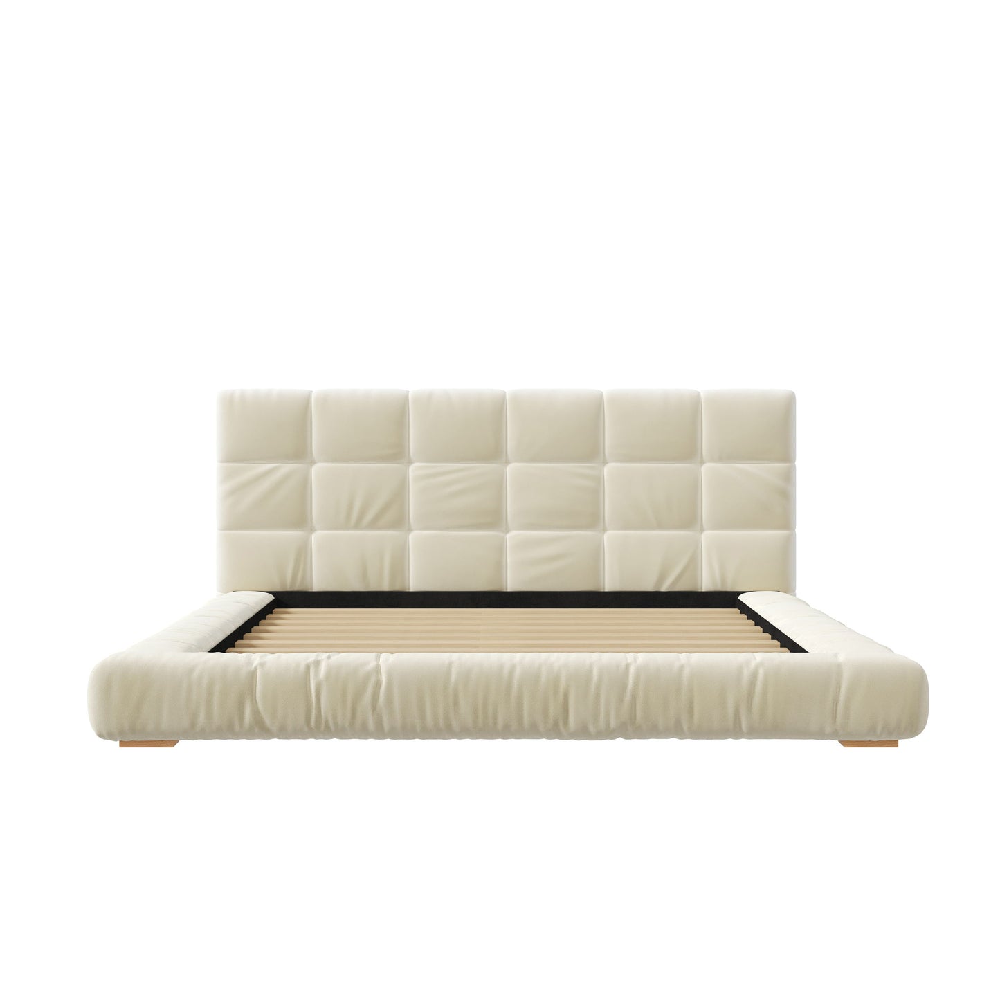 Upholstered Platform Bed Frame With Tufted Headboard
