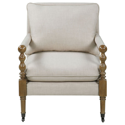 Accent Chair With Turned Legs - Beige