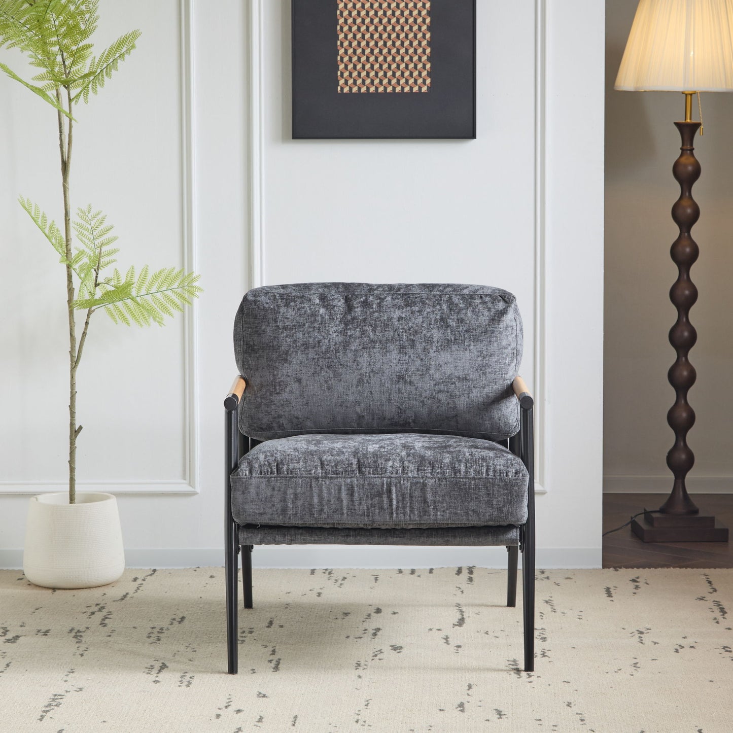 Modern Accent Chair With Cushions, Cozy Seating