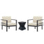 Modern 3 Piece Outdoor Patio Seating Set With Aluminum Frame And Weather Resistant Cushions - Beige / Gray