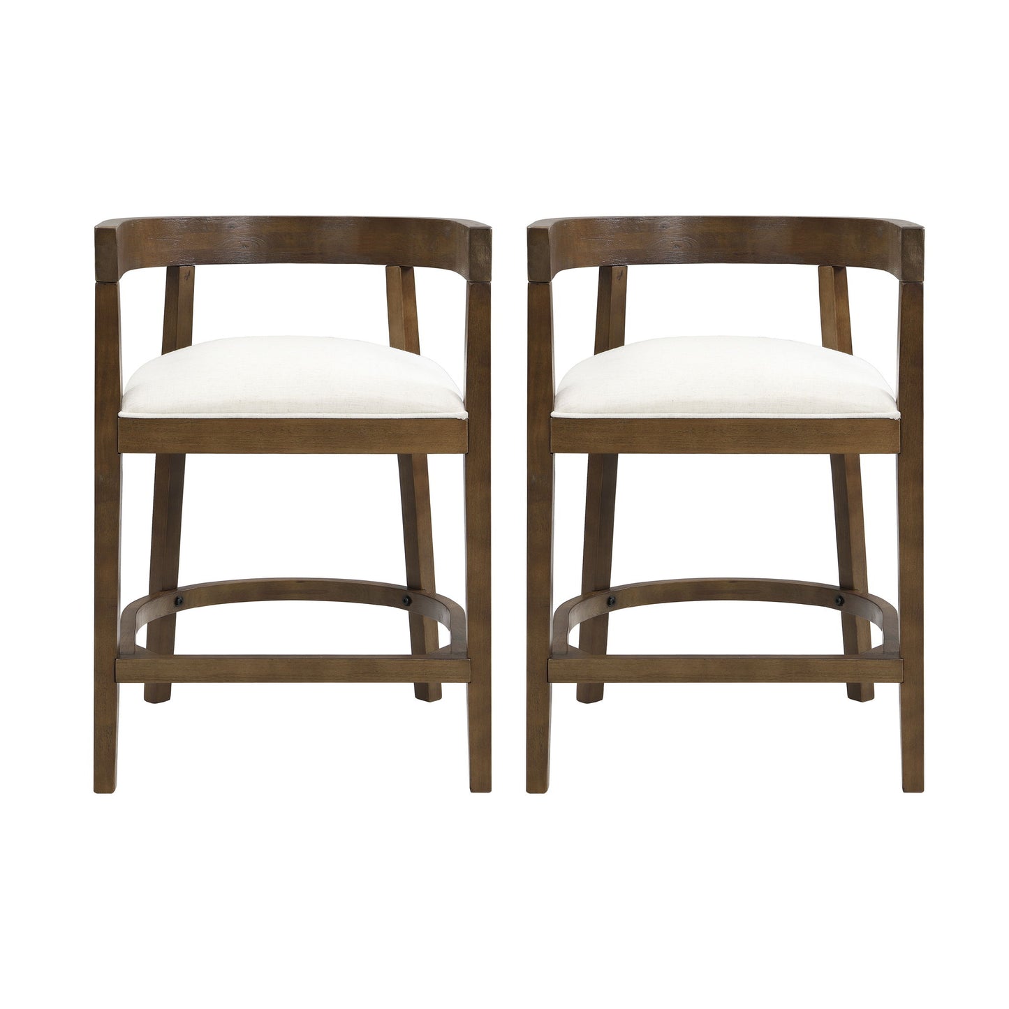 Modern Rubberwood Counter Stool Set With Upholstered Seats