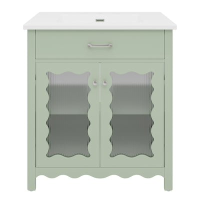 Modern Bathroom Vanity With Tempered Glass Doors
