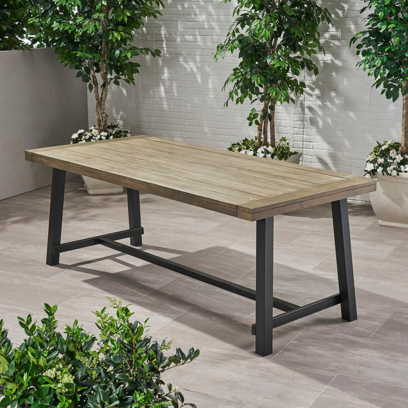 Mesa de comedor para exterior - Gris / Metal rústico