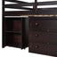 Loft Low Study Bed With Cabinet, Shelves And Rolling Portable Desk, Multiple Functions