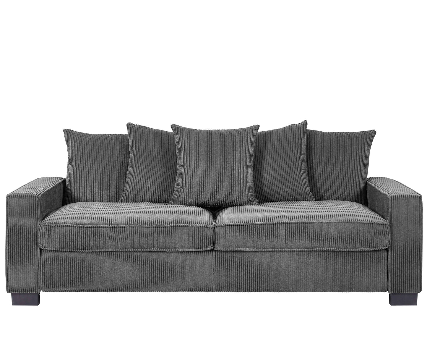 Luxe Sofa With 5 Matching Toss Pillows, Sleek Design, Spacious And Comfortable 3 Seater Couch