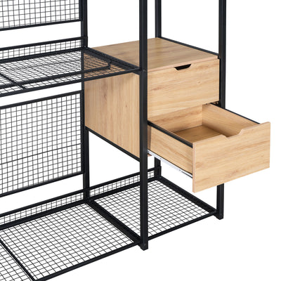 Open Style Wardrobe With Hanging Rails, Shelves And Drawers