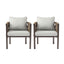 2 Pieces Outdoor Metal Patio Club Chair, Patio Furniture Arm Chair With Cushion, Modern Outdoor Furniture Deep Seating For Porch, Garden, Backyard, Balcony - Brown / Light Gray
