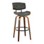 Lombardi - Mid-Century Modern Fixed Height Barstool With Swivel With Round Footrest (Set of 2)