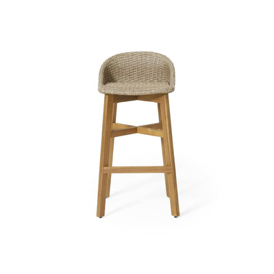 Beeson - Outdoor Wicker And Acacia Wood Barstools Set, Water Resistant - Brown