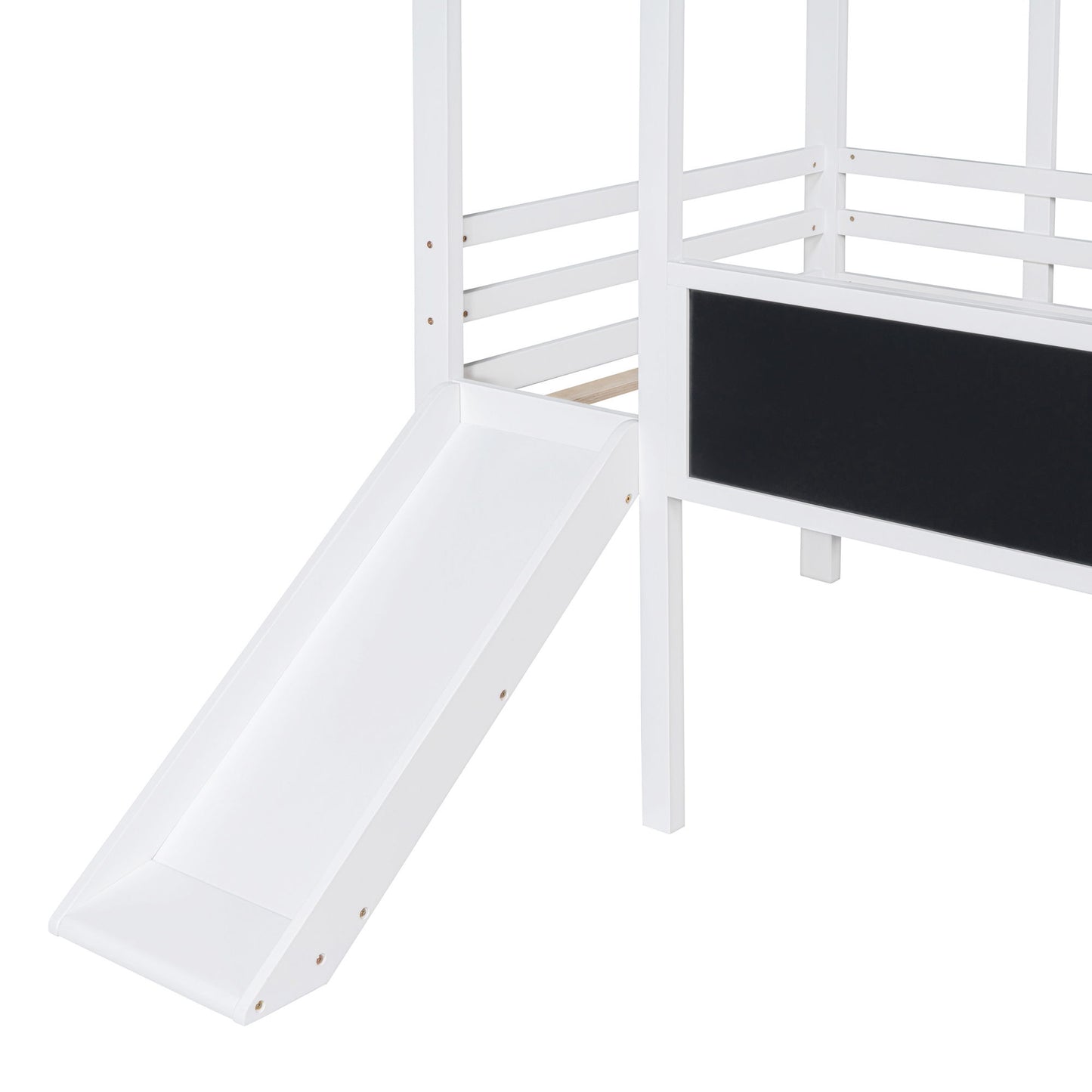 Loft House Bed With Ladder And Slide, With board And Light Strip On The Roof