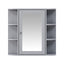 Bathroom Wall Storage Cabinet With Mirror And Adjustable Shelf, 6 Open Shelves