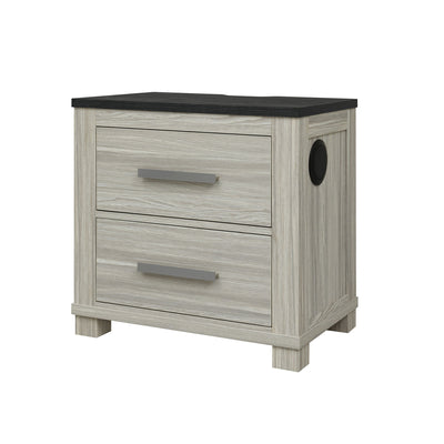 Augusta - Nightstand With Top, 2 Drawers, Block Feet - Beige Brown