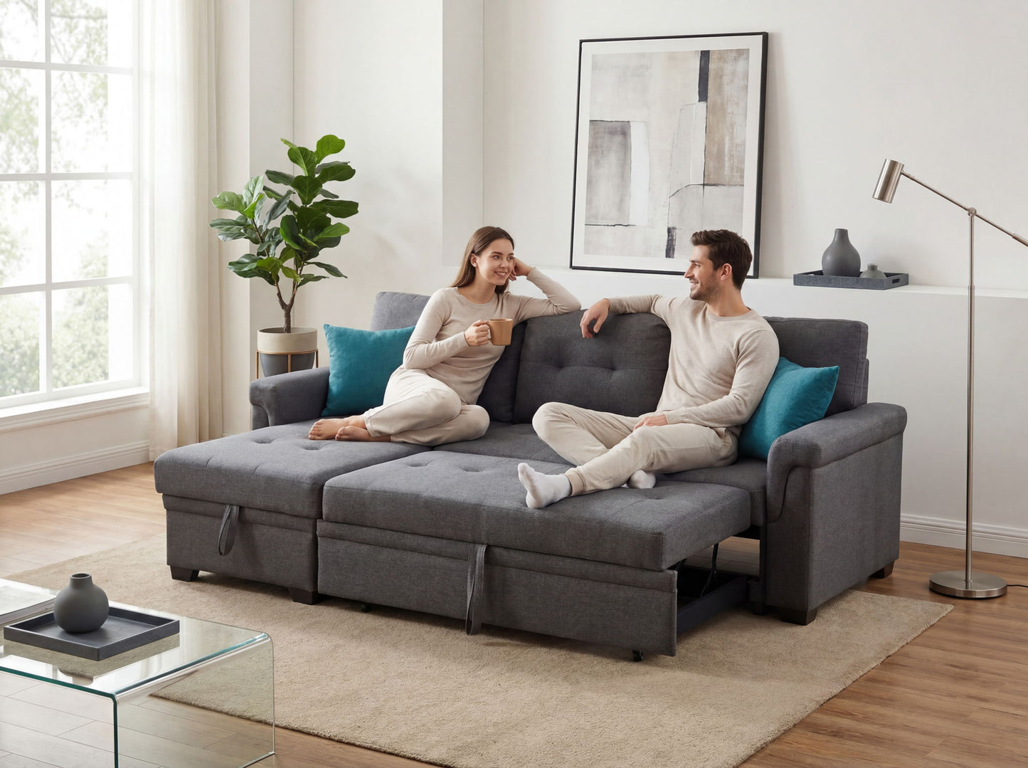 Lucca - Reversible Sleeper Sectional Sofa With Storage Chaise