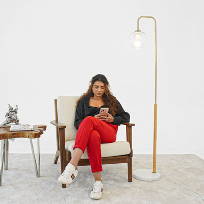 Tall Corner Floor Lamp For Living Room - White