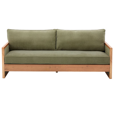 Modern 3 Seater Sofa With Wood Armrests