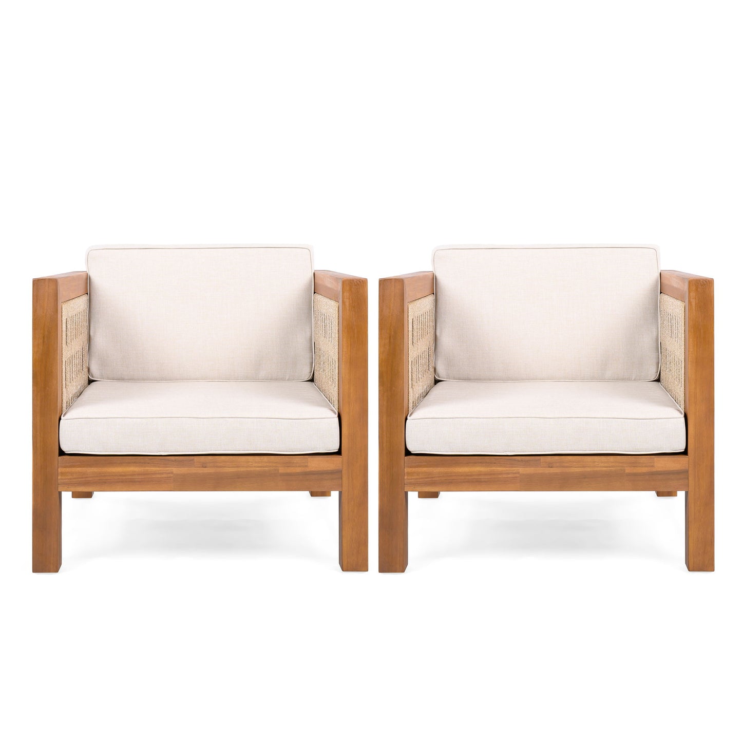 Outdoor Club Chair & Rope Arm And Cushions