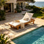 Chaise Lounge With Multi Fold Cushion, 3 Position Adjustable Backrest For Patio - Beige / Teak