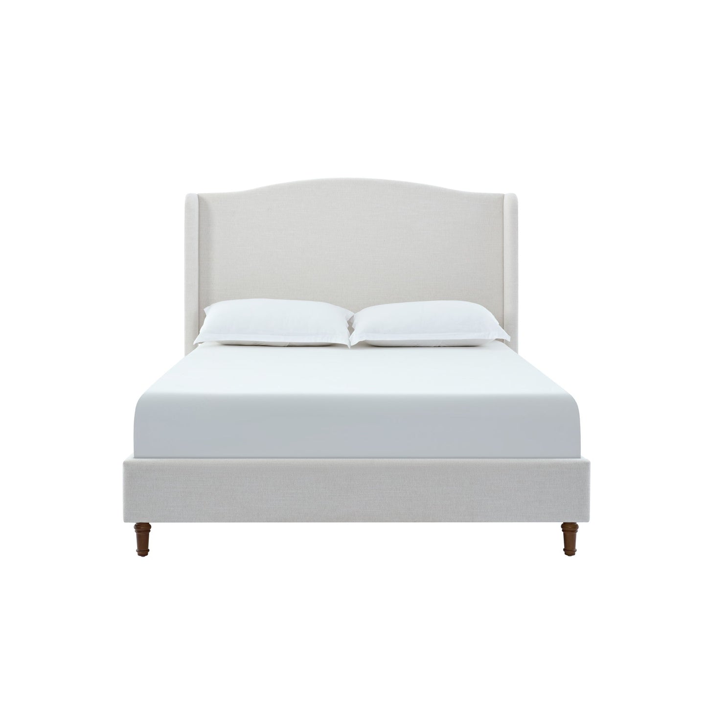 Hannah - Upholstered Wingback Bed Size / Tall Headboard Upholstered King Bed / Premium Textured Look / Minimalist Designs / No Box Spring Needed
