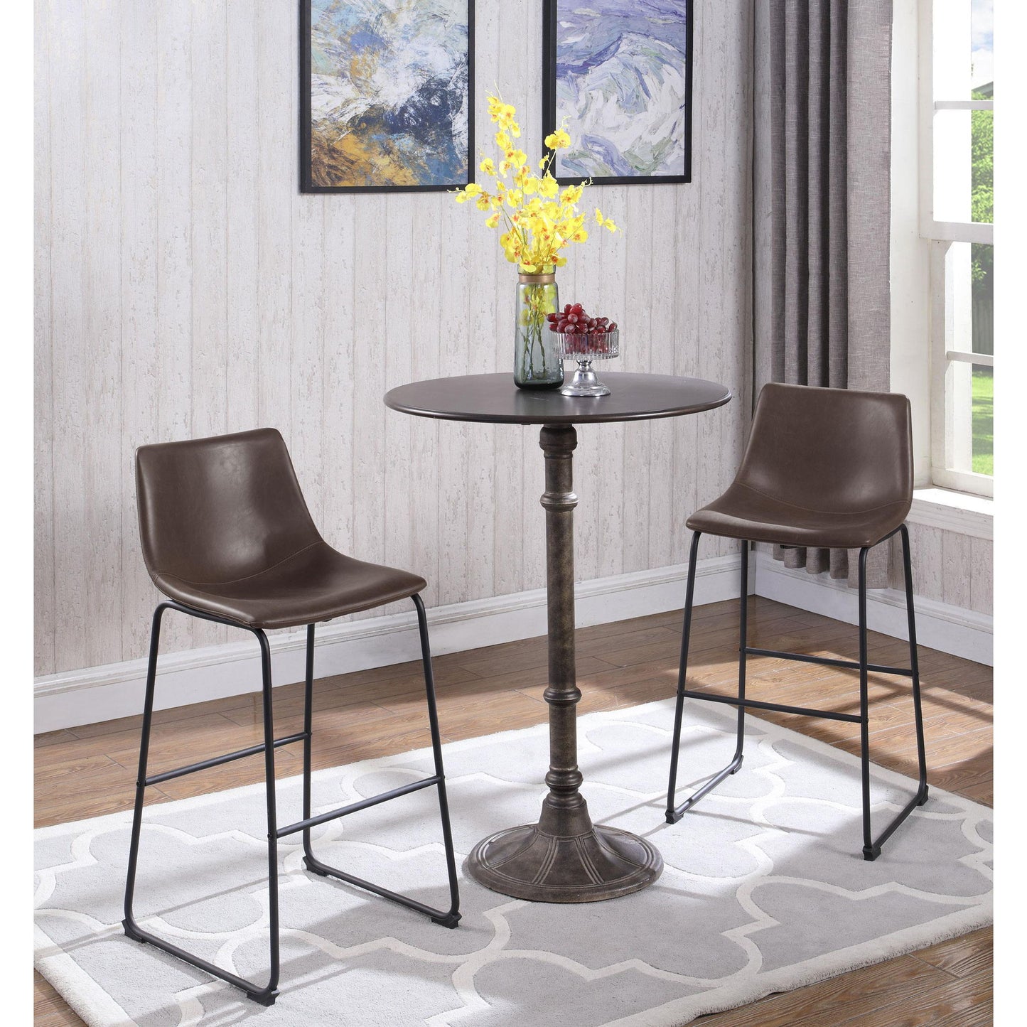 Armless Bar Stool (Set of 2) - Brown