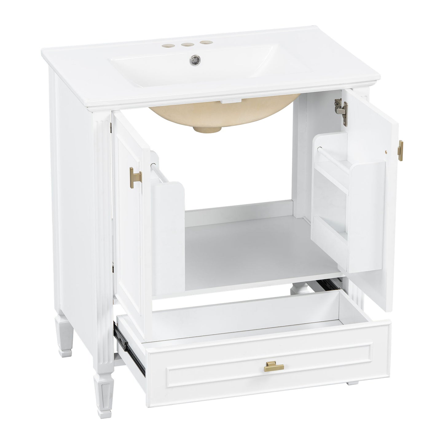 Freestanding Vanity With 1 Drawer & 2 Soft Close Doors With Door Mounted Storage