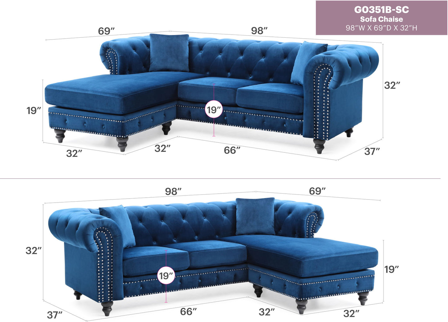 Nola - Luxurious Design Sofa Chaise