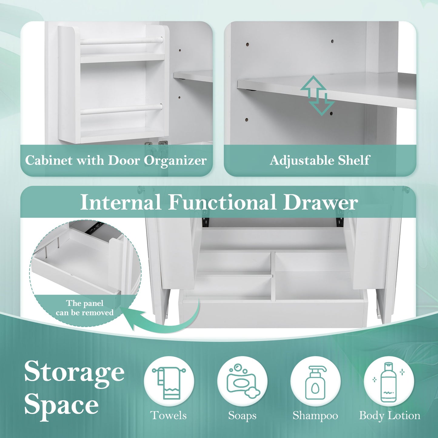 Double Sink Bathroom Vanity Set With Wall Mount Mirror Cabinet