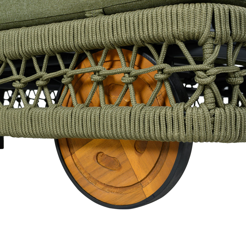 Outdoor Chaise Lounge With Wheels, 5 Position Adjustable Backrest