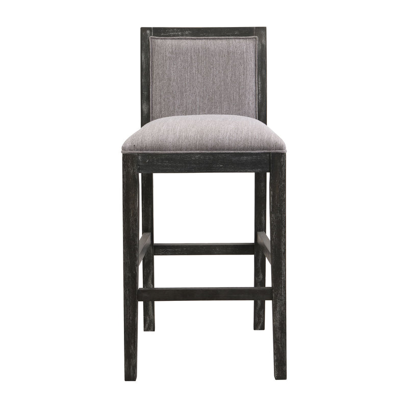 Bar Stools (Set of 2), Rubber Wood Frame, Retro Bar Chairs Suitable For Kitchen Island - Black / Gray