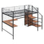 Loft Bed With Desk And Grid, Stylish Frame With Lateral Storage Ladder And Wardrobe