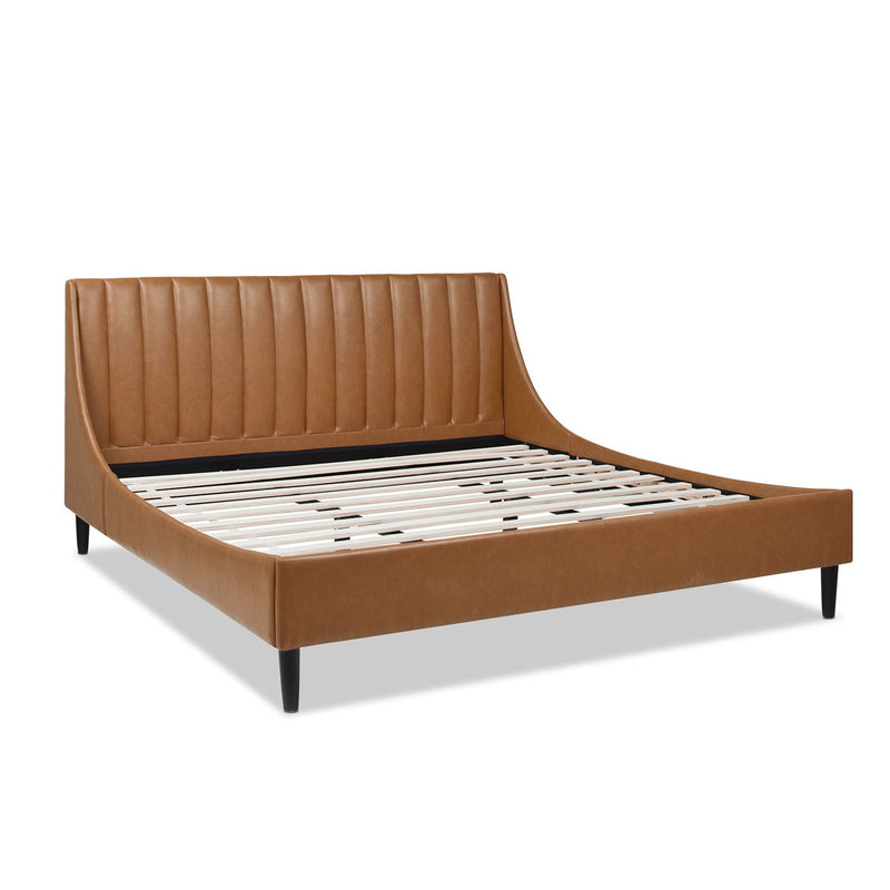 Aspen - Juego de cama de plataforma moderno con cabecero capitoné vertical