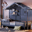 House Bed With Shelves, Window And Sparkling Light Strip On The Roof