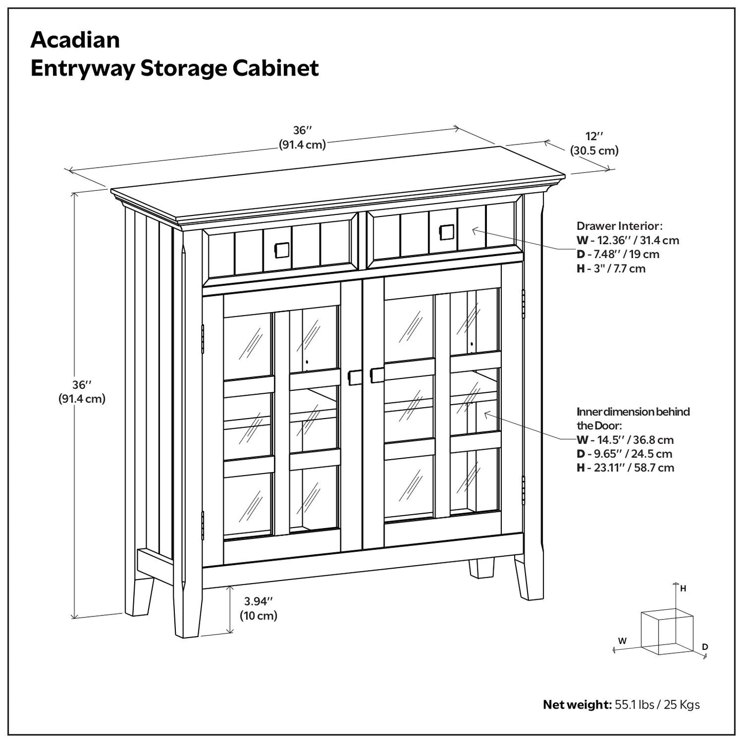 Acadian - Handcrafted Entryway Storage Cabinet