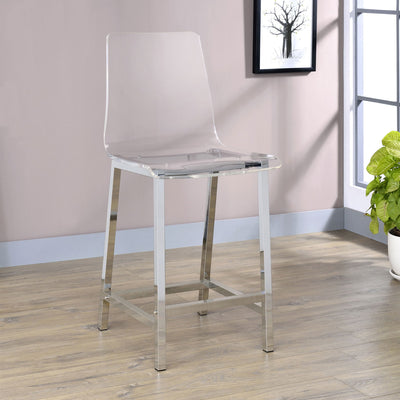 Counter Height Stools With Curved Back Design (Set of 2) - Clear