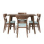 5 Piece Dining Set & 1 Table And 4 Upholstered Chairs - Mint / Walnut