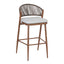 Outdoor Bar Height Metal Frame Counter Stools With Scallop Shaped Backrest & Water Resistant Cushions