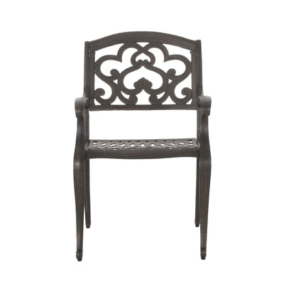 Cast Aluminum Dining Chair With Hand Crafted Details - Copper