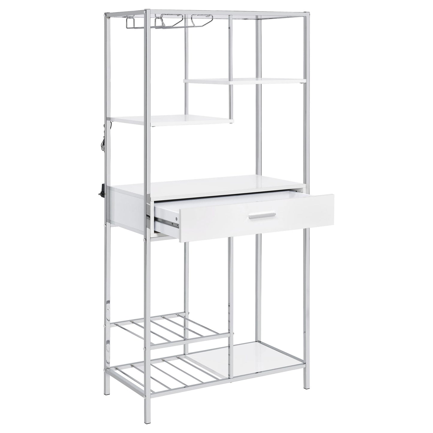 Draper - 5 Shelf LED Wine Cabinet With Pull Out Drawer - Gloss White
