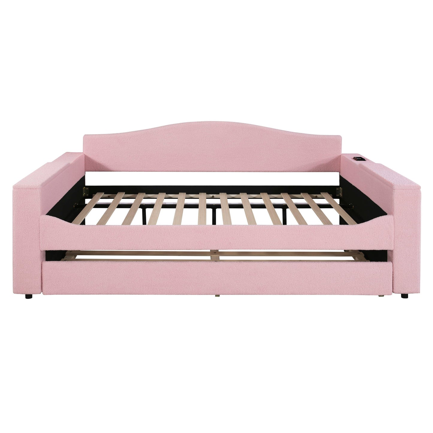 Upholstered Daybed With Storage Armrests, Trundle And Latest Integrated tooth Audio System