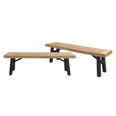 Outdoor Bench With Slat Panel Design And Acacia Wood Frame