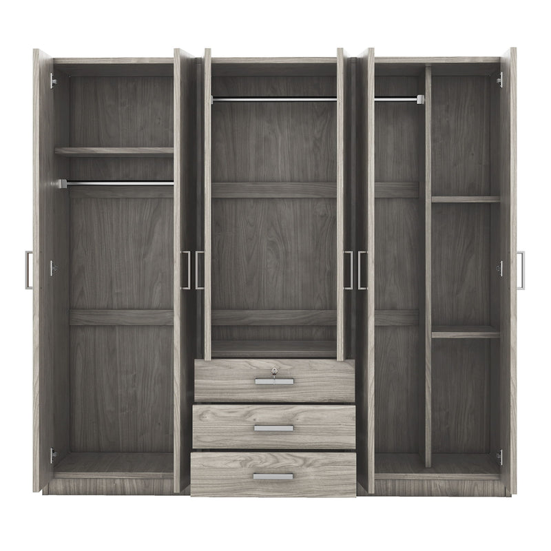 6 Doors Wardrobe Storage For Bedroom, With Big Drawers